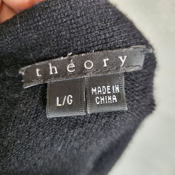 Theory Black Midi Amaya Cashmere Cardigan Size L - Picture 10 of 11